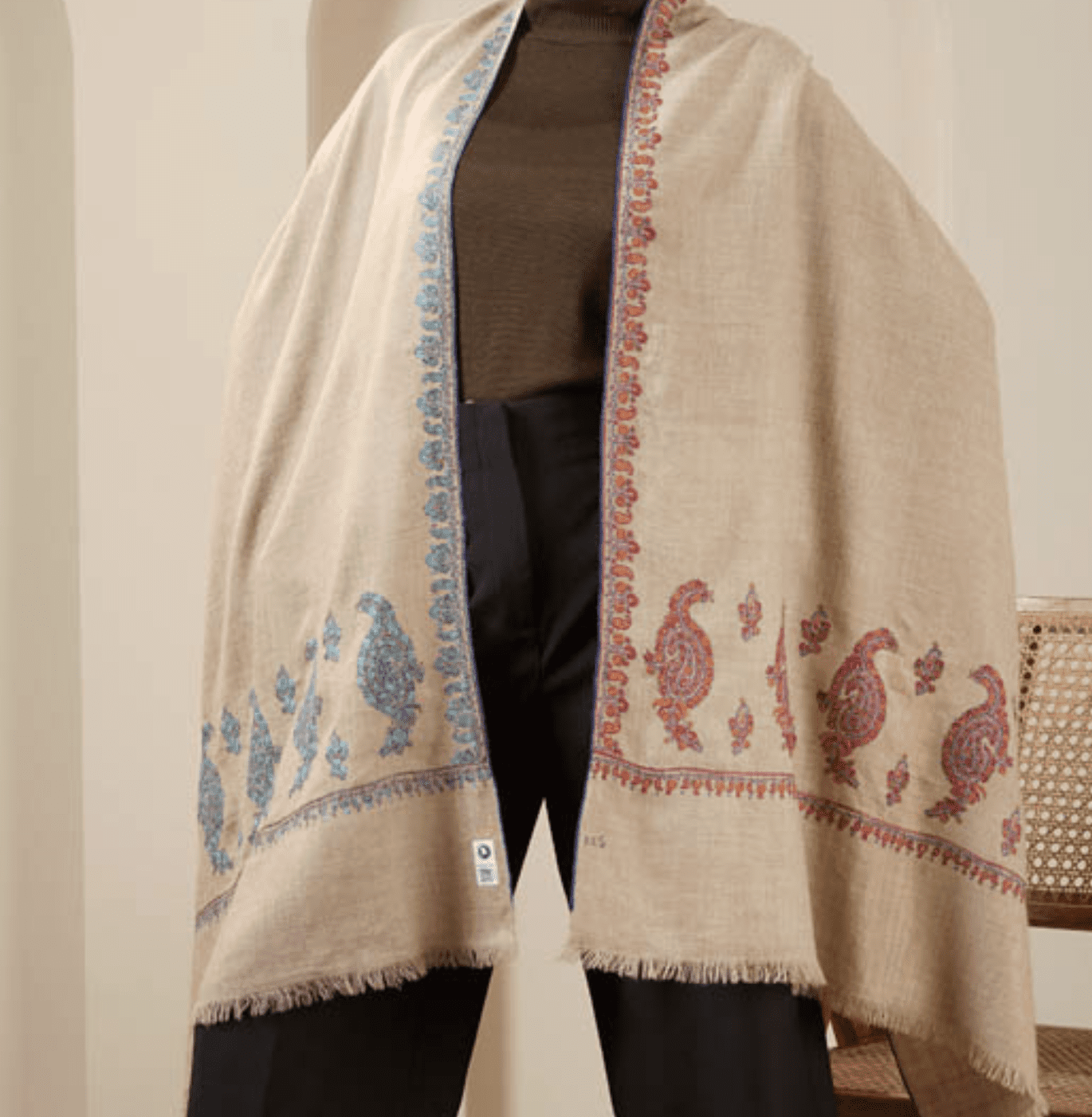 Turquoise Taupe Shawl - Image 5