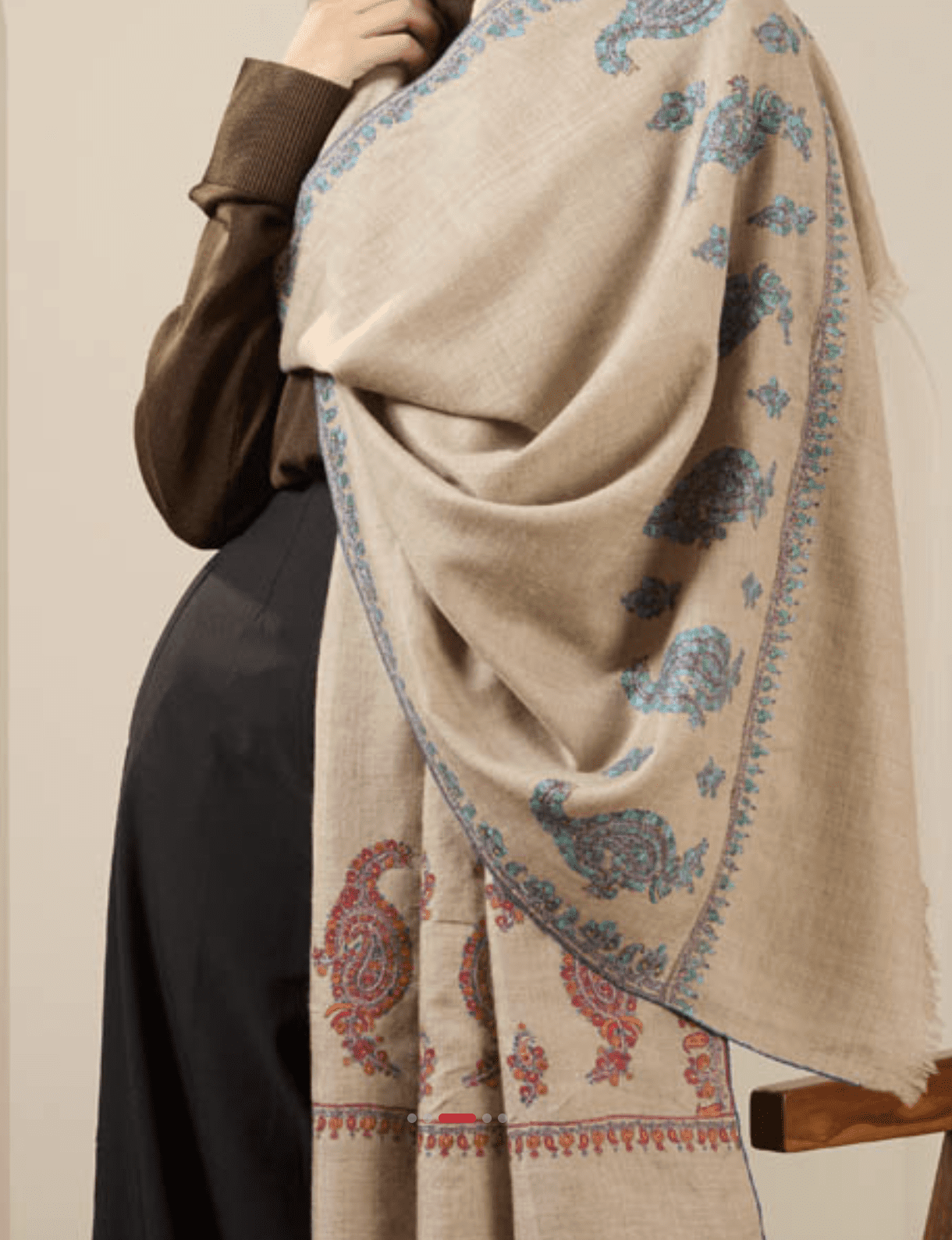 Turquoise Taupe Shawl - Image 3