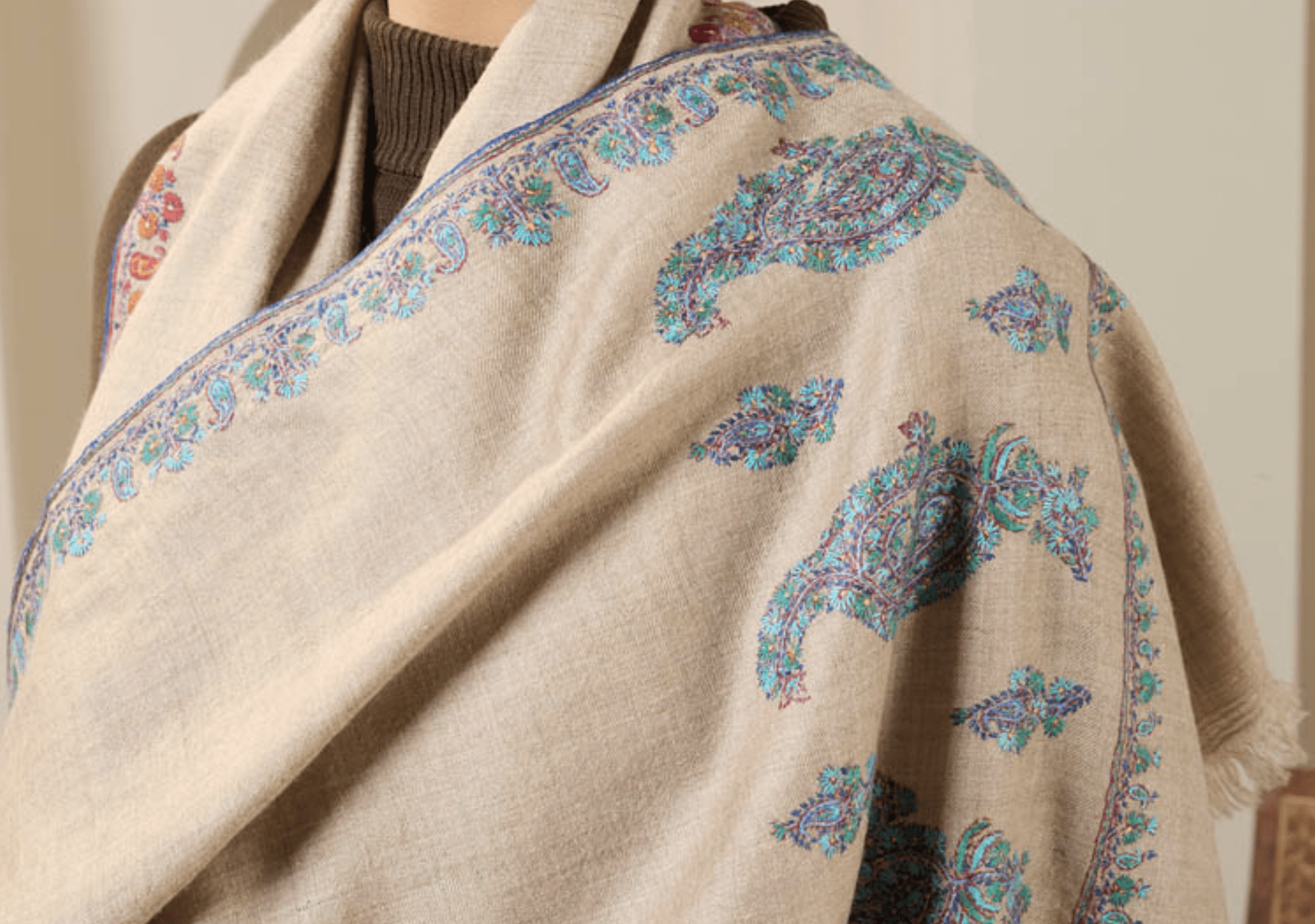 Turquoise Taupe Shawl - Image 2