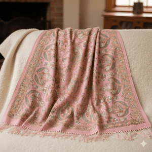 Butehdaar Aksi Pashmina Shawl in Quartz Pink