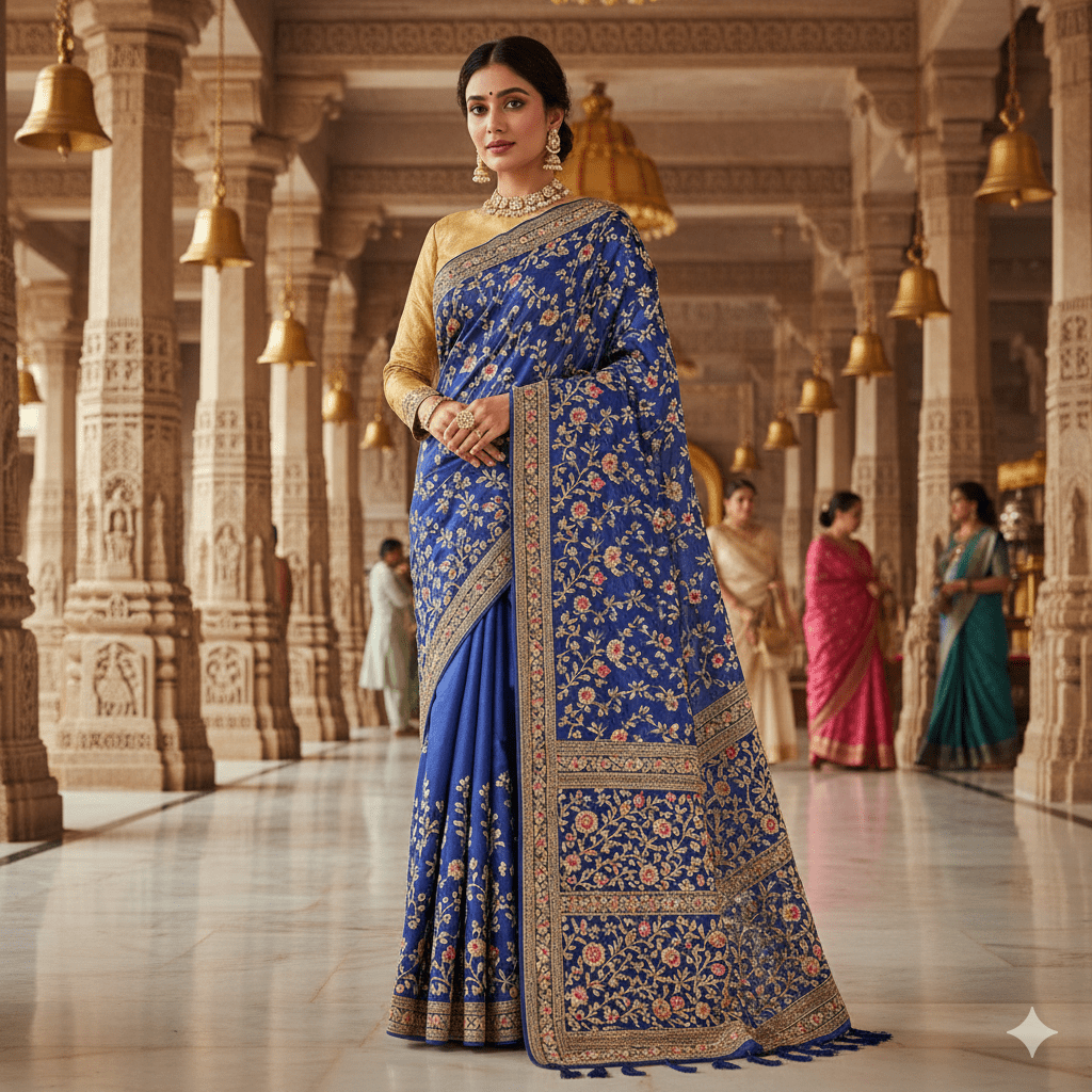 Embroidered Silk Kashmiri Saree