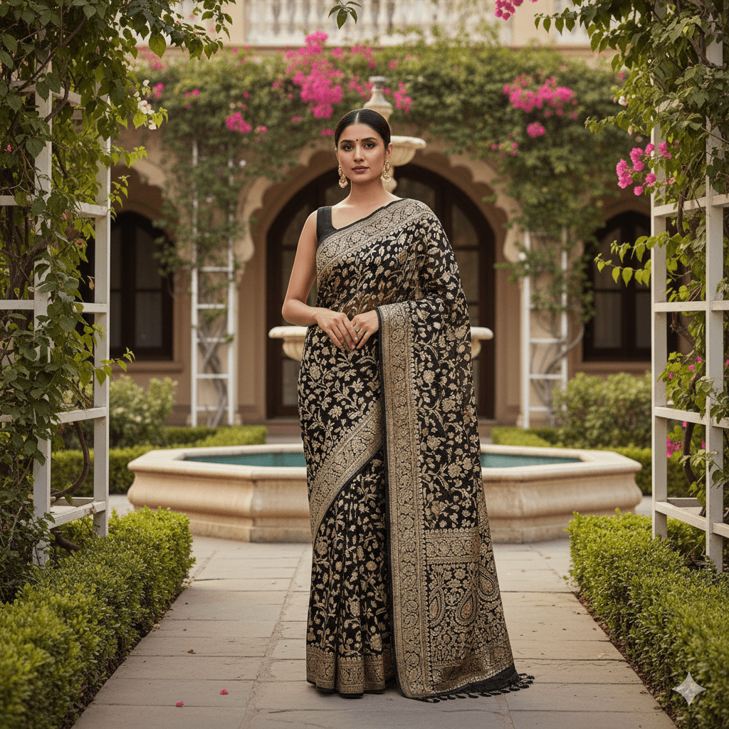 Georgette Kashmiri Saree with Zari