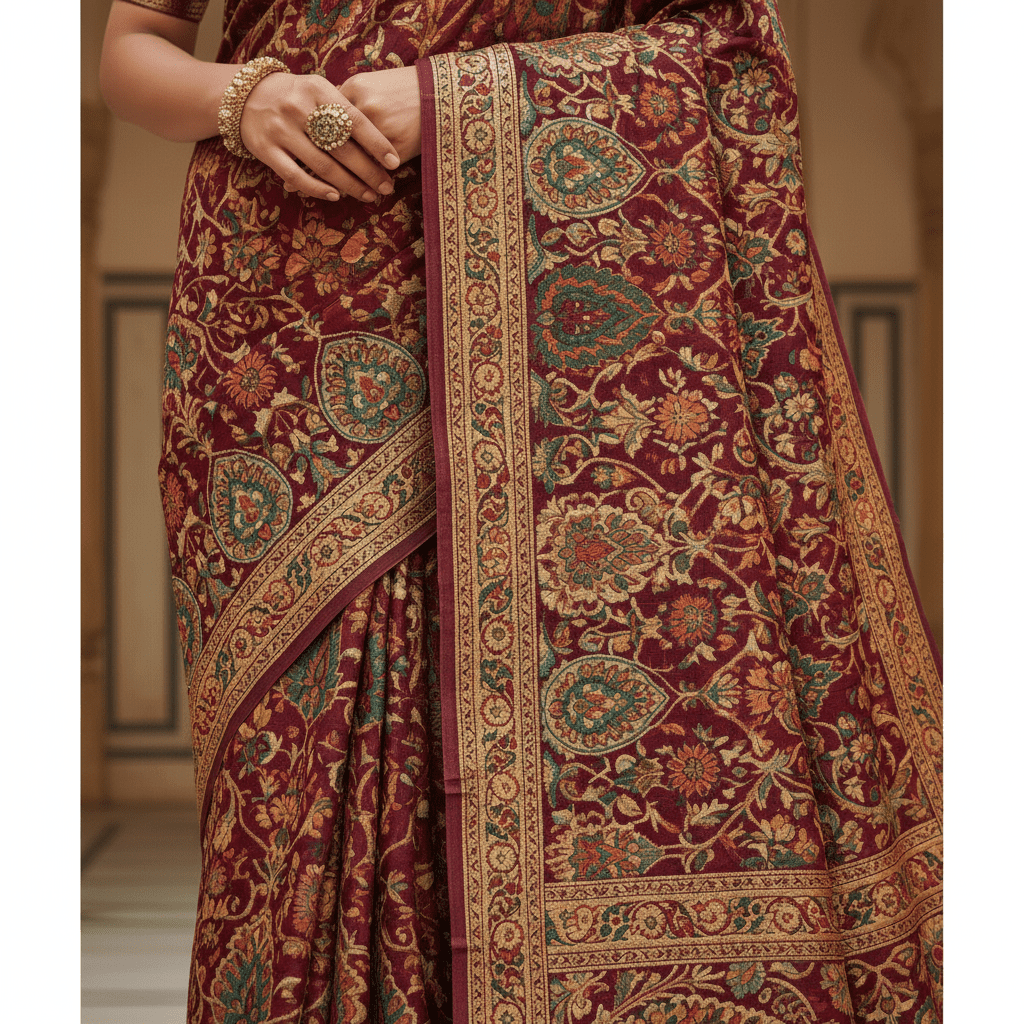 Handwoven Jamawar Kashmiri Saree - Image 2