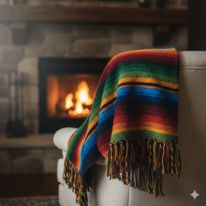 Multicolor Striped Wool Poncho