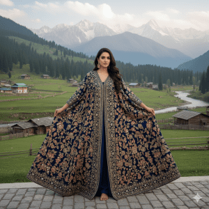 Navy Blue Wool Pheran