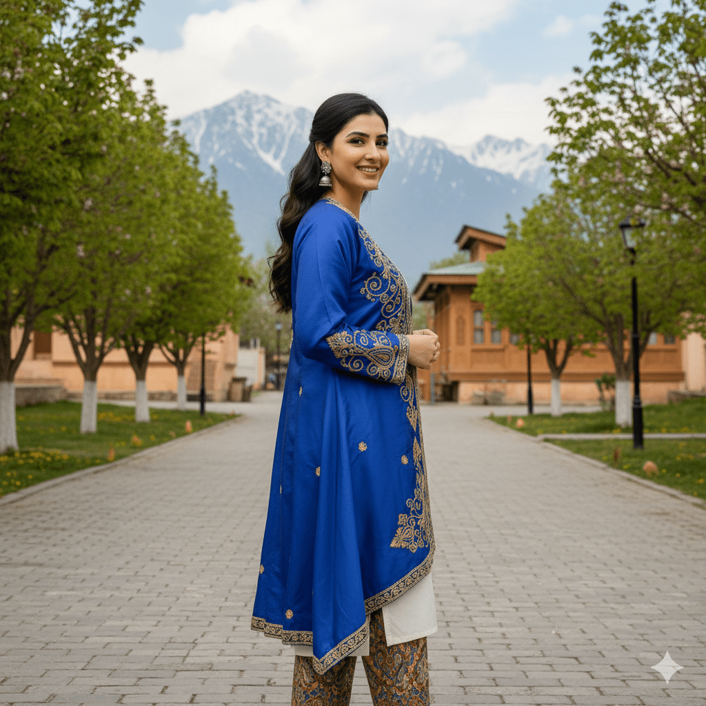 Royal Blue Aari Embroidered Silk Jacket - Image 2