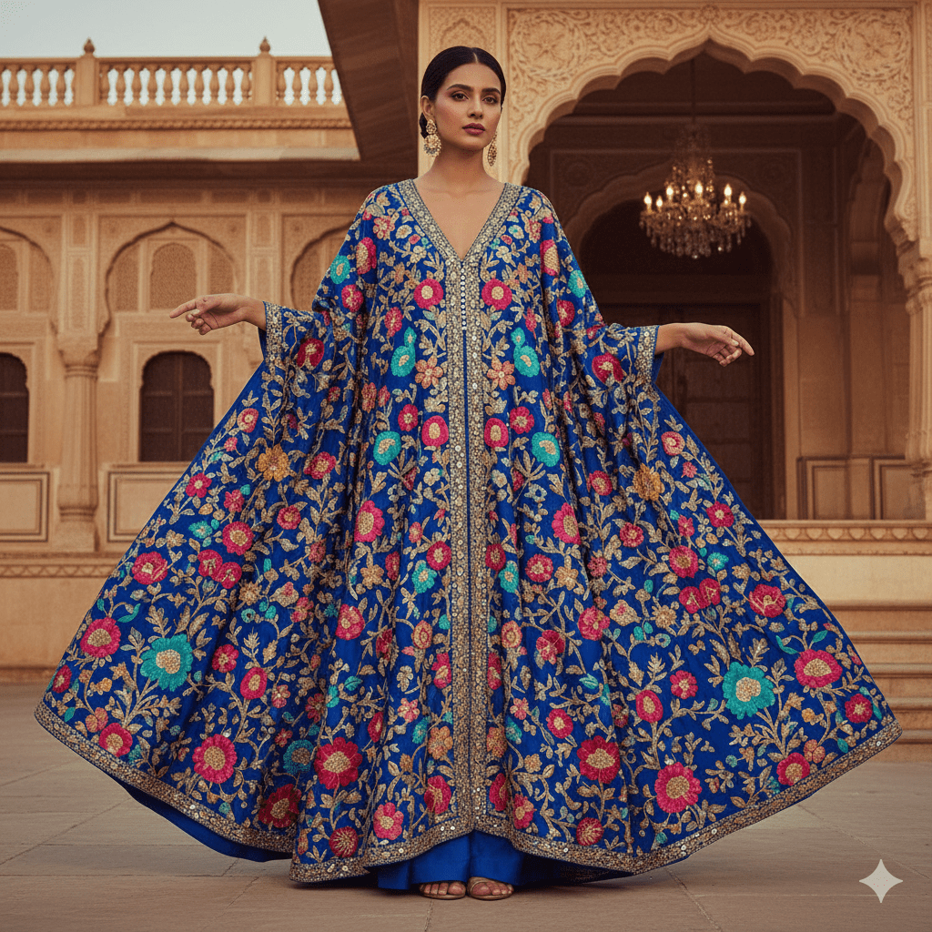 Royal Blue Floral Kaftan
