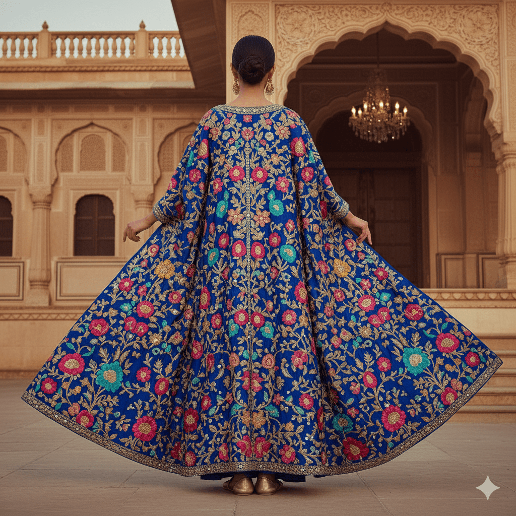 Royal Blue Floral Kaftan - Image 2