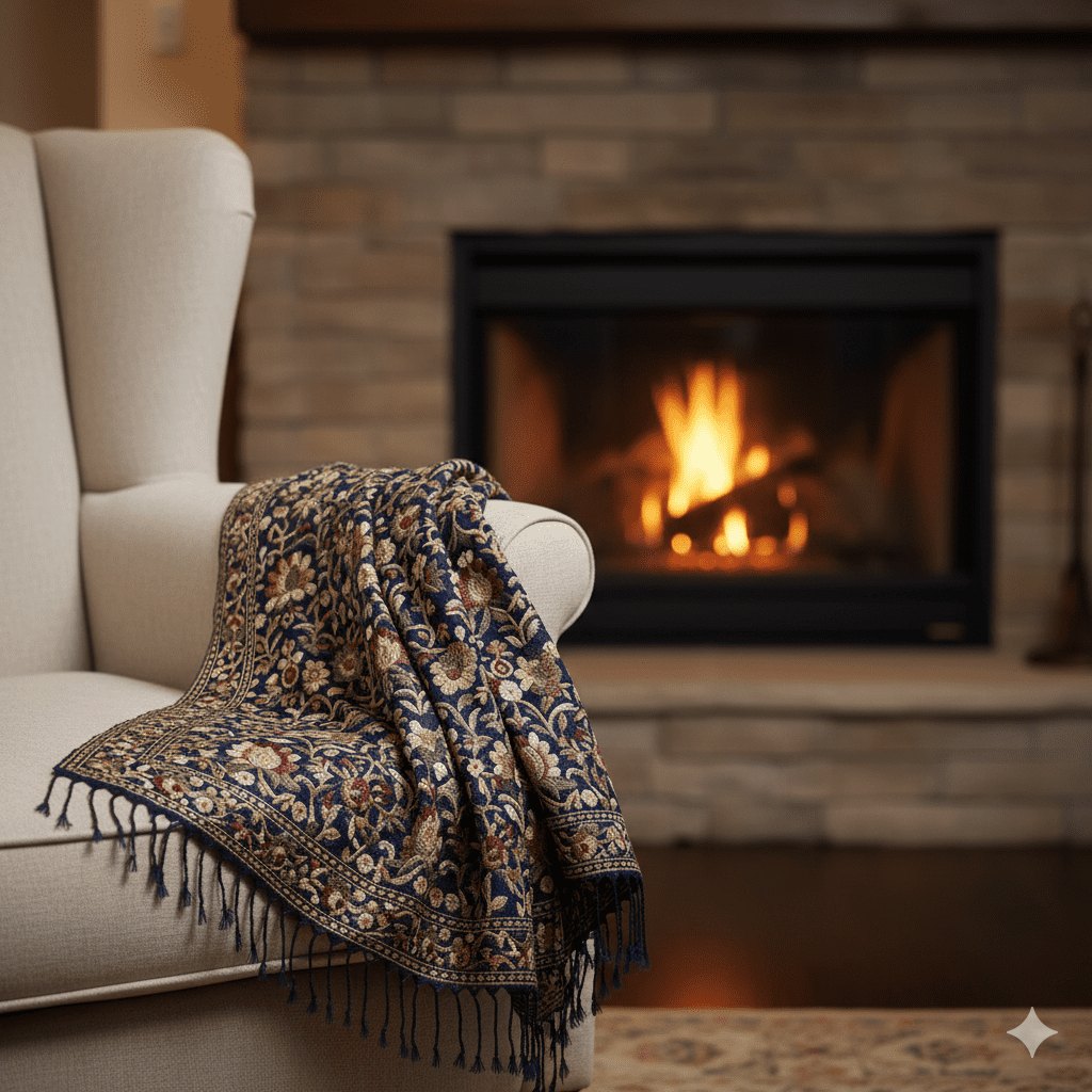 Women's Kashmiri Floral Aari Embroidered Shawl